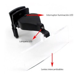 Lupa pinza para gafas con iluminación LED