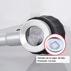 Lupa 10x con escala de medición y iluminación LED