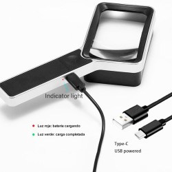 Lupa de mano 3x con batería y iluminación LED 79x46mm.