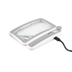 Lupa 2x con iluminación led y batería recargable