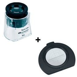 Lupa de pie Vario-focus con escala de precisión 10x