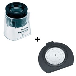 Lupa de pie Vario-focus con escala de precisión 10x